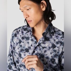 NEW Eton mens 17 43 XL slim purple floral cotton blend dress shirt NWT $290